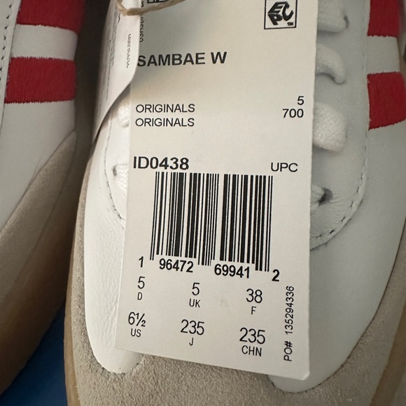 Adidas Red and White Adidas Sambae with Gum Sole - Picture 7 of 11